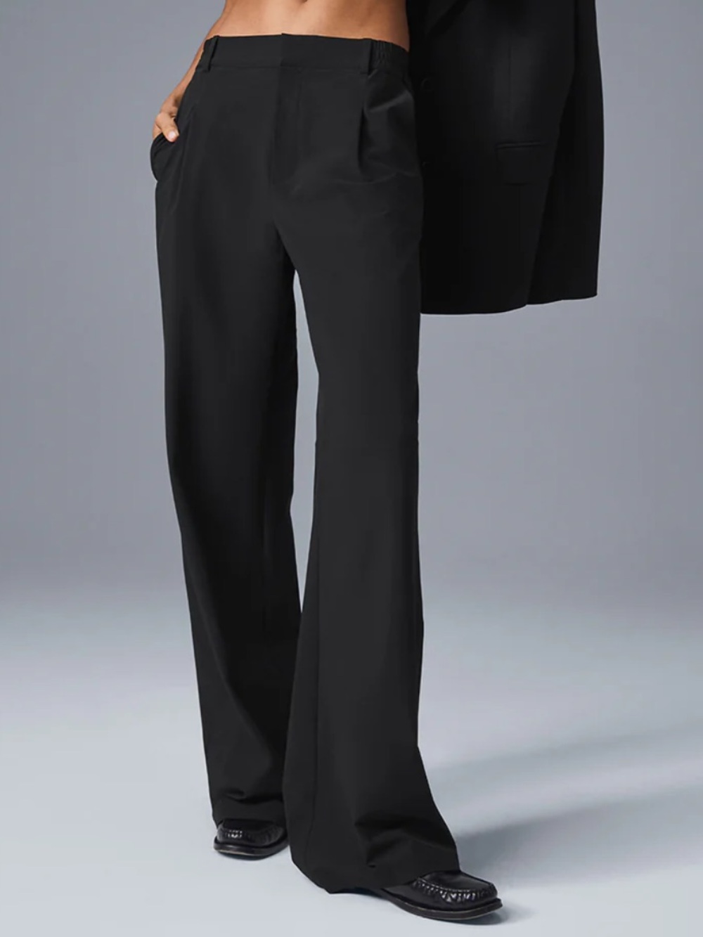 ALO Yoga Black Wide-Leg Tailored Pants